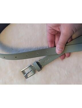 Light Green Leather Belt with Silver Buckle